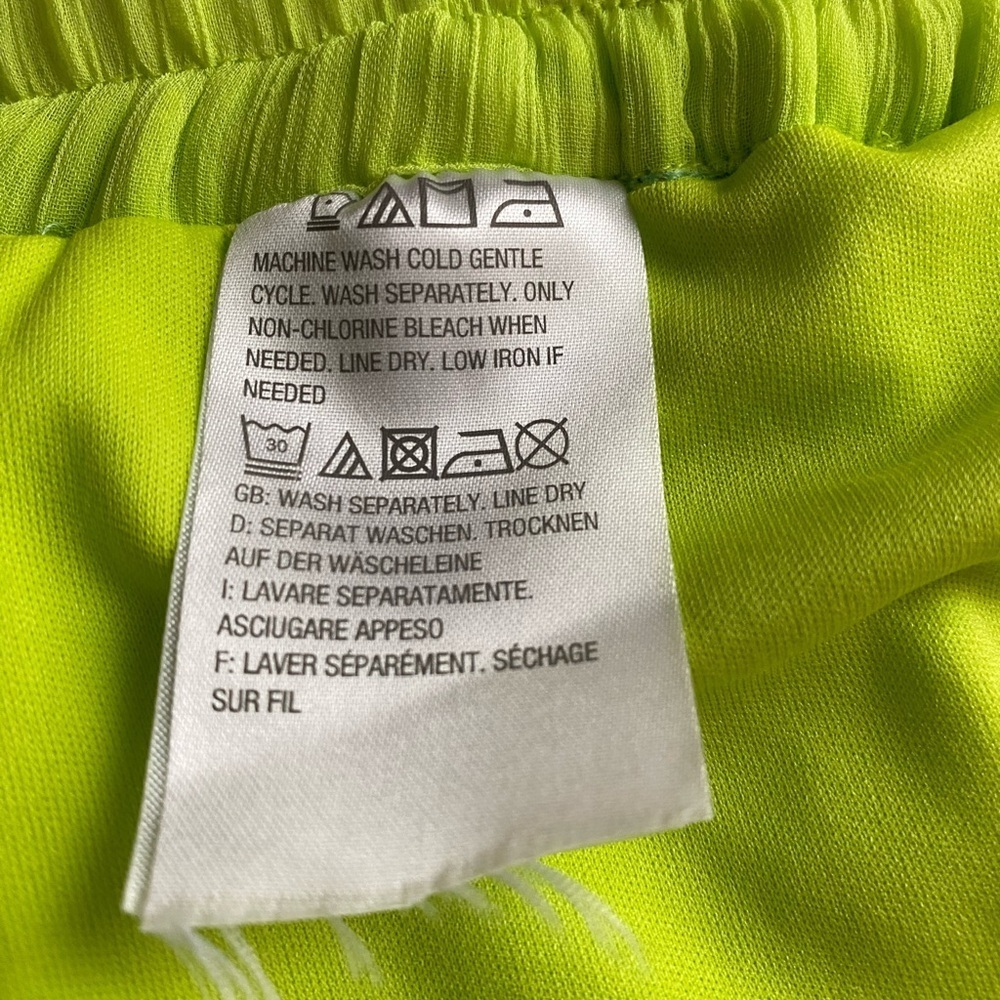 Linea by Louis Dell'Olio Women’s Sz Large Crinkled Lime Green Tiered Midi Skirt - Picture 6 of 7